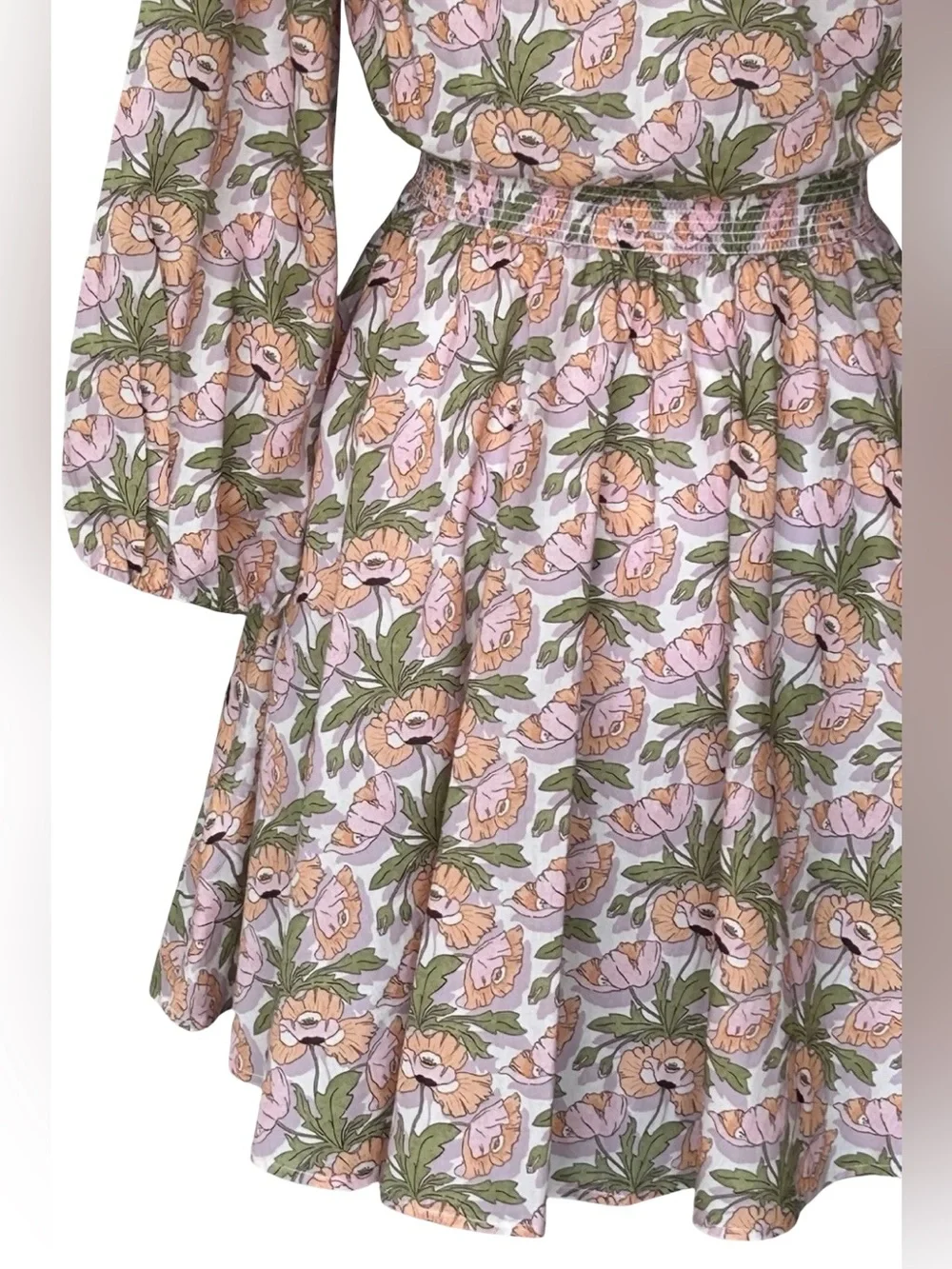 J.Crew Liberty Fabric Floral SmockedMini Dress XXS XS S Long Sleeve Cottagecore